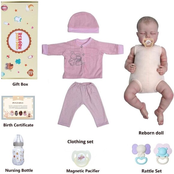 ❤️ 18 inch Baby Girl Dolls Soft Body Newborn Sleeping Doll with Clothes - Picture 7 of 9